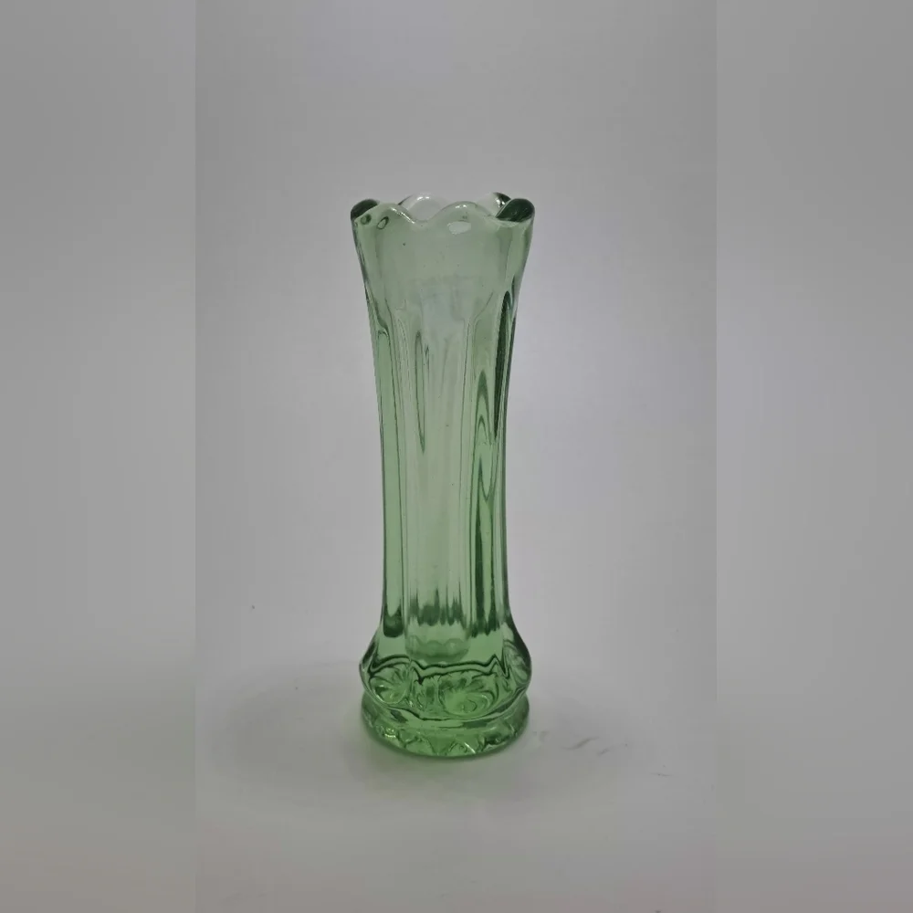 Vintage Hand Blown Green Glass Vase